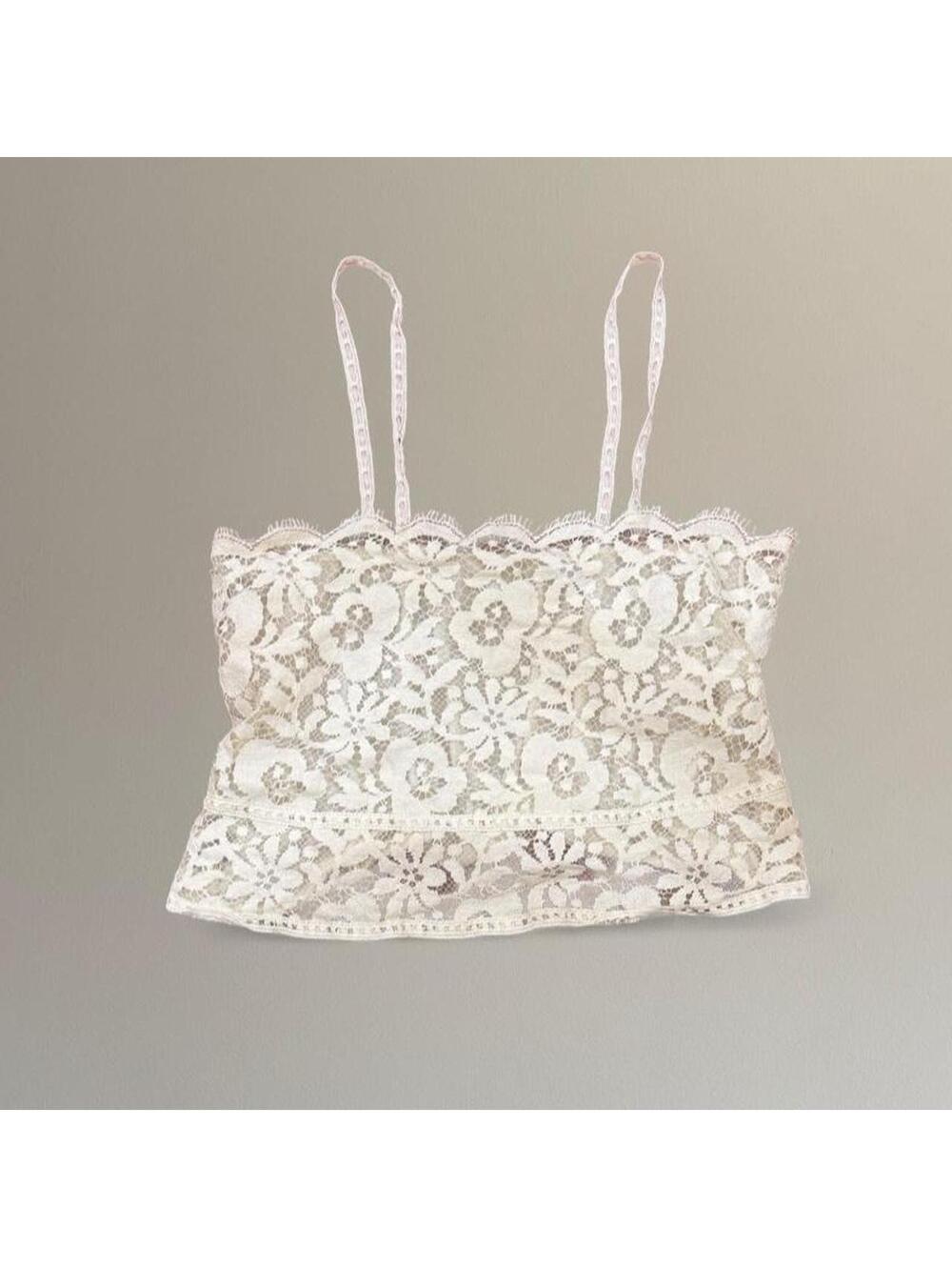 Vintage 1970s Flair sheer lace cropped cami